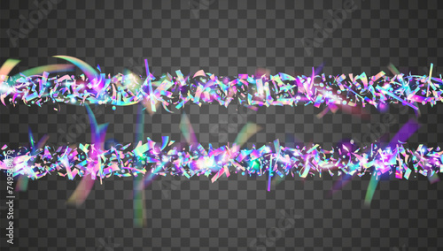Transparent Confetti. Happy Surprise Cristals. Blue 3d Sparkle. Digital Banner. Iridescent Background. Carnaval Burst. Cristal Design. Glare Concept. Purple Transparent Confetti