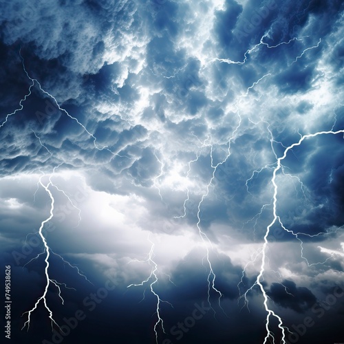 Storm clouds with lightnings isolated on White Background 