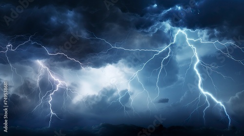 Storm clouds with lightnings isolated on White Background 