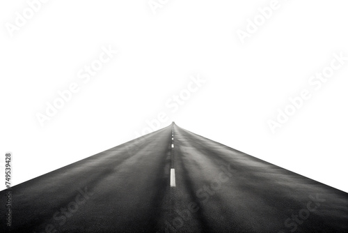 Long asphalt road on transparent background