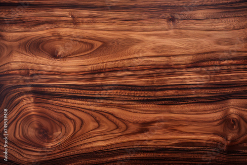 Detailed swirling wood grain texture of polished hardwood for an elegant backdrop.