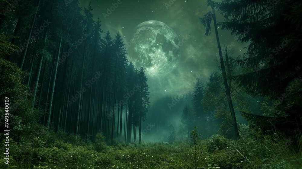 Moonlit Dark Forest