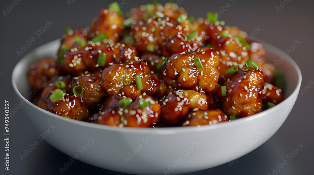 Savory teriyaki chicken bowl with sesame seeds Savory teriyaki chicken bowl with sesame seeds