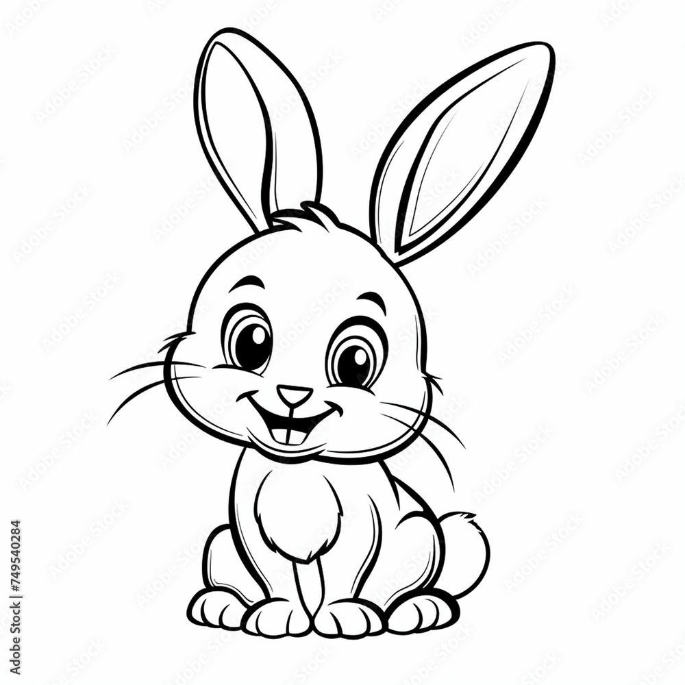 Cartoon Rabbit Sitting Down and Smiling Cartoon Rabbit Sitting Down and Smiling