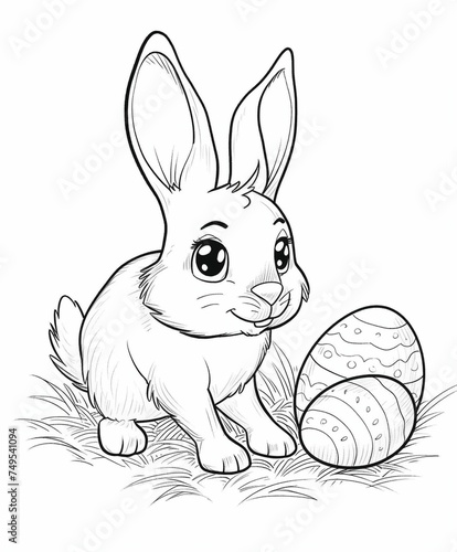 Rabbit Sitting Next to an Easter Egg