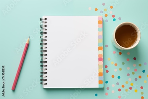 notebooks on pastel background. School and office stationary concept in top view