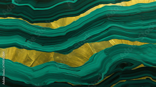 Alternating stripes of emerald and gold abstract
