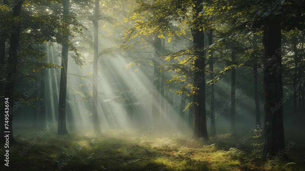 Sunlit Forest Bursting With Trees