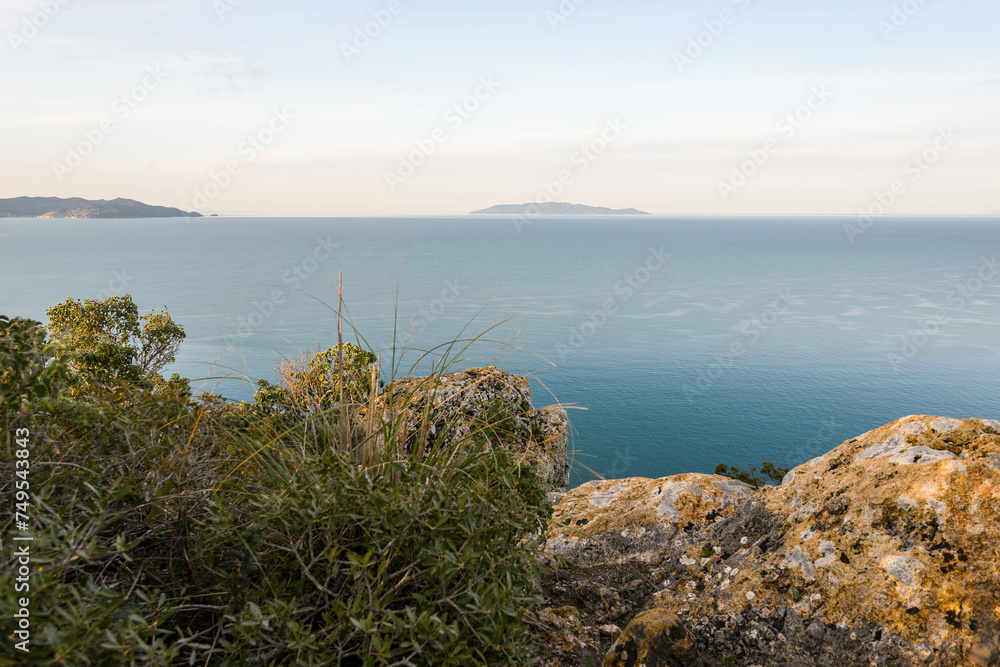 sunrise over the Tyrrhenian Sea from Talamone point of view, Tuscany Italy
