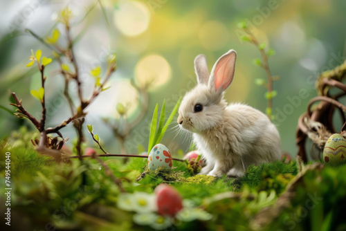 Easter bunny in a fantasy world. Generative AI