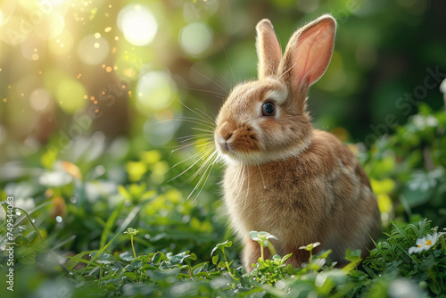 Easter bunny in a fantasy world. Generative AI