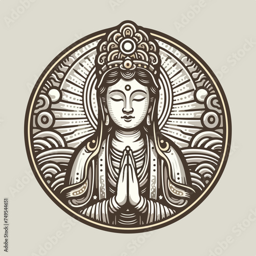 Guanyin Chinese goddess of mercy. Graphic vector icon logo photo