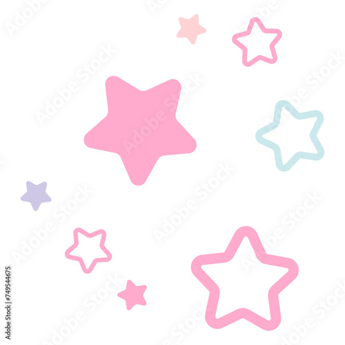 Pastel stars line simple. Vector illustration.