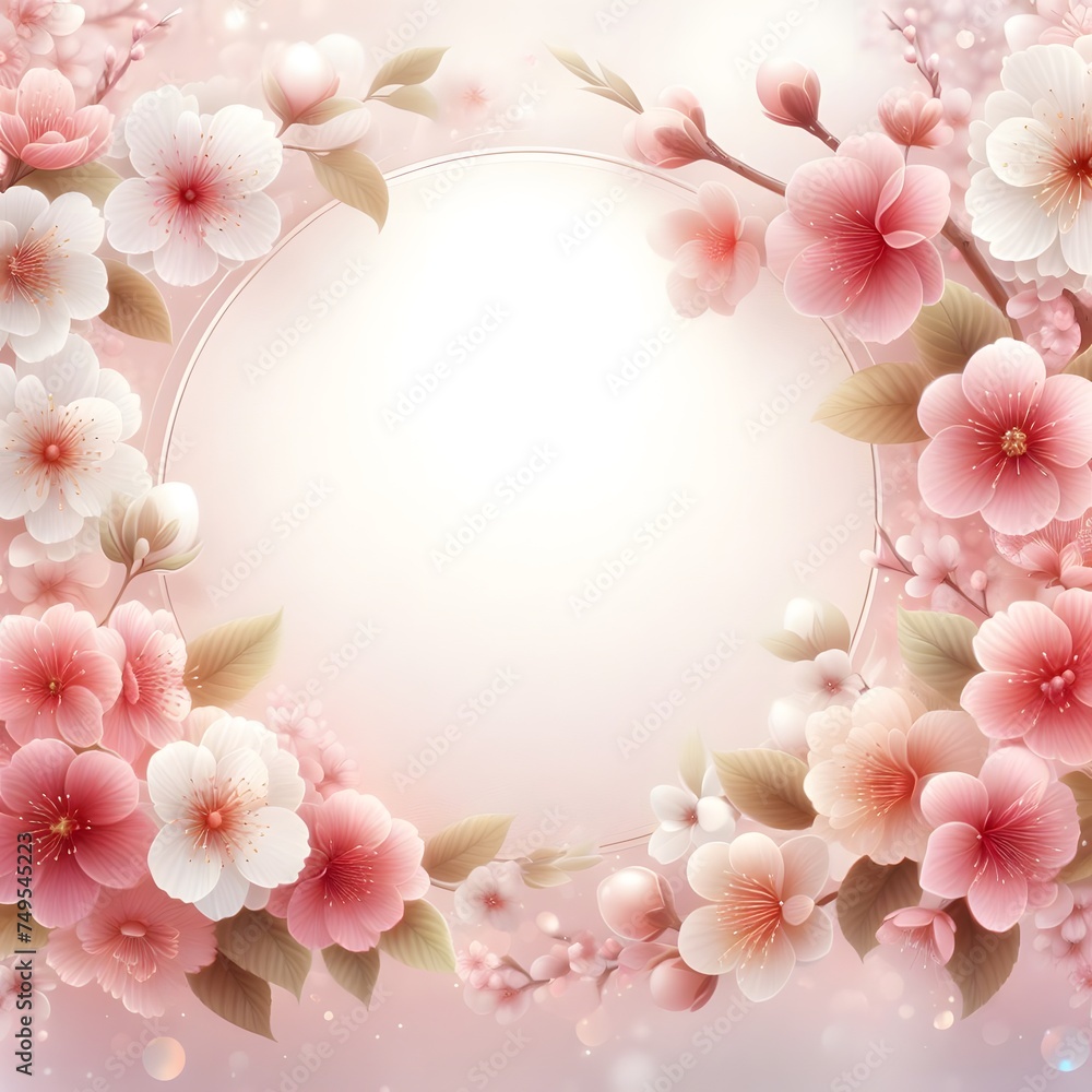 Beautiful cherry blossom floral frame with blank space background Beautiful cherry blossom floral frame with blank space background