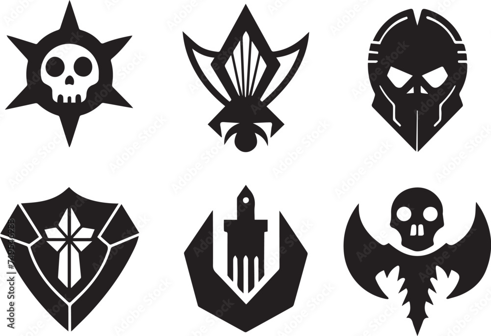 Greyscale cyberpunk video game symbol. Hand drawn vector illustration Greyscale cyberpunk video game symbol. Hand drawn vector illustration