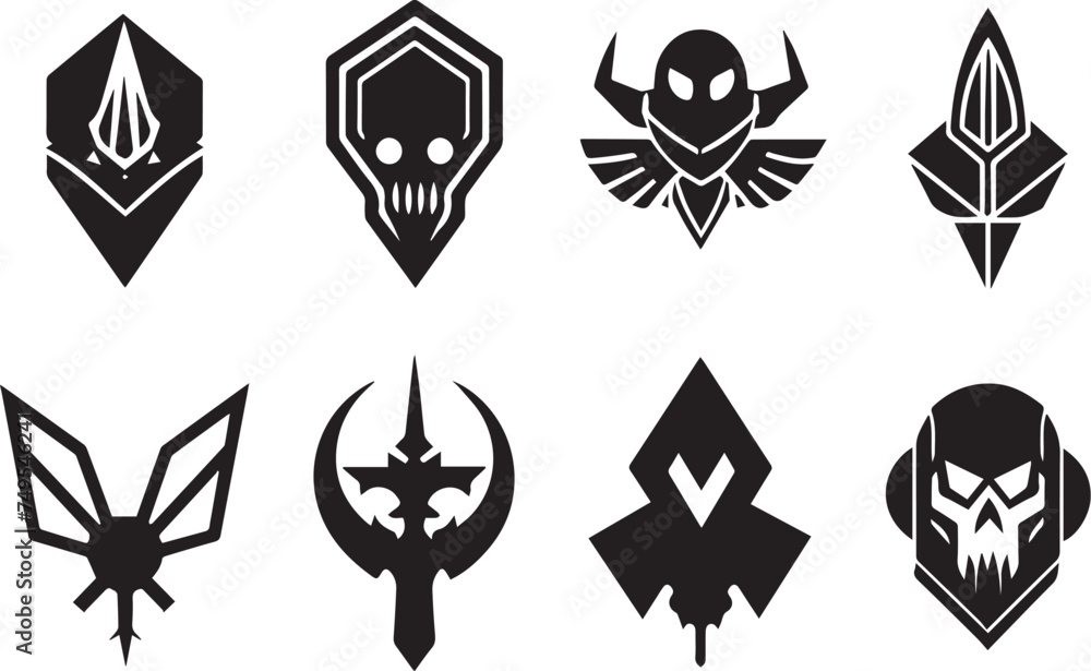 Greyscale cyberpunk video game symbol. Hand drawn vector illustration Greyscale cyberpunk video game symbol. Hand drawn vector illustration