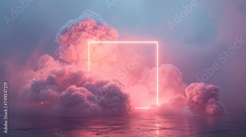 Solitary Pink Cloud: Geometric Elegance