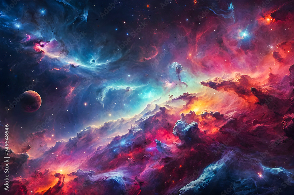 Colorful space galaxy in space realistic photography generative ai photo.
