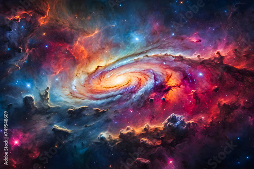 Colorful space galaxy in space realistic photography generative ai photo.  © Ariyan