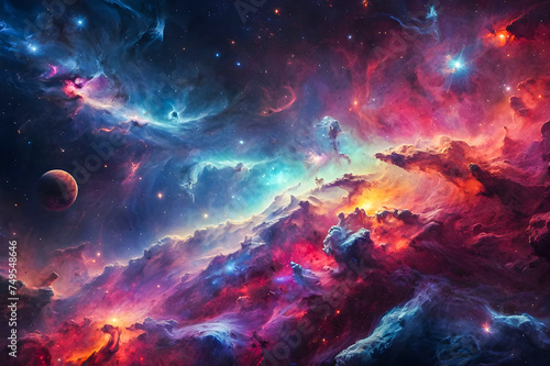 Colorful space galaxy in space realistic photography generative ai photo. 