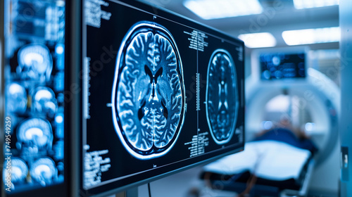 Wallpaper Mural Diagnostic Imaging of Brain Injury: CT Scan or MRI Displaying Brain Injury on Radiology Screen in Hospital Setting, Medical Diagnosis and Treatment Concept Torontodigital.ca