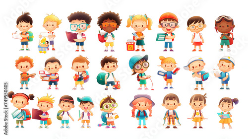 Collection of cute school kids