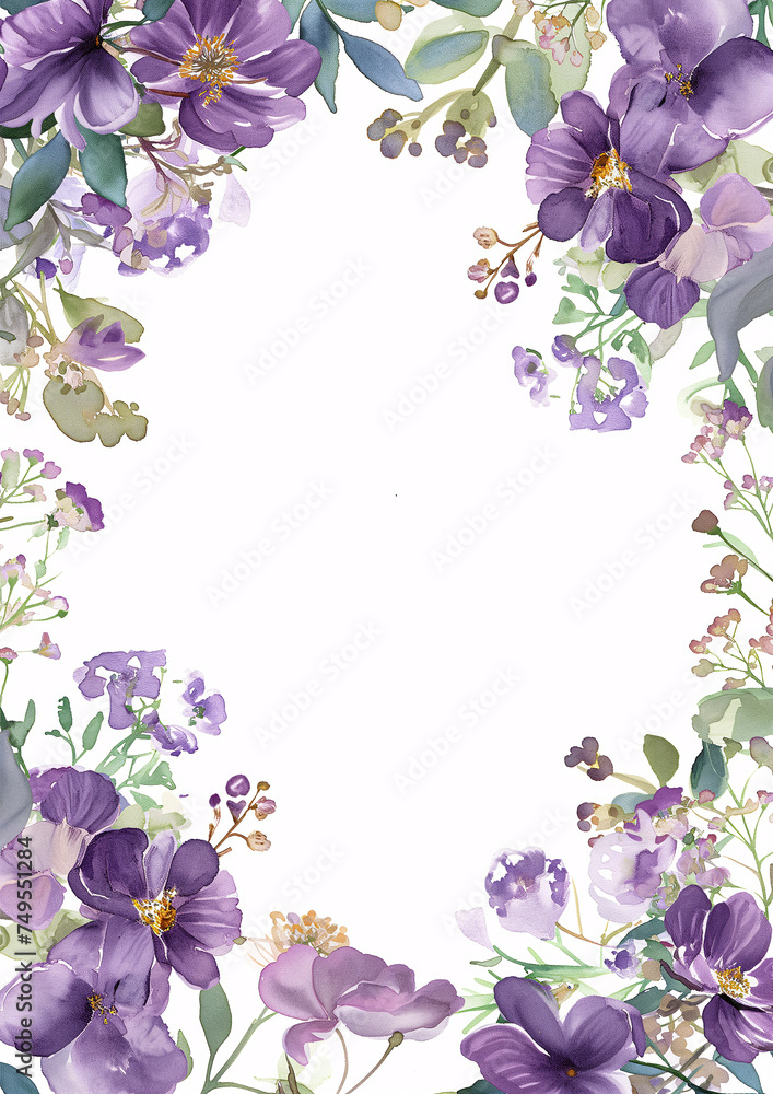 watercolor botanical flowers frame background with free space for invite or wedding card watercolor botanical flowers frame background with free space for invite or wedding card