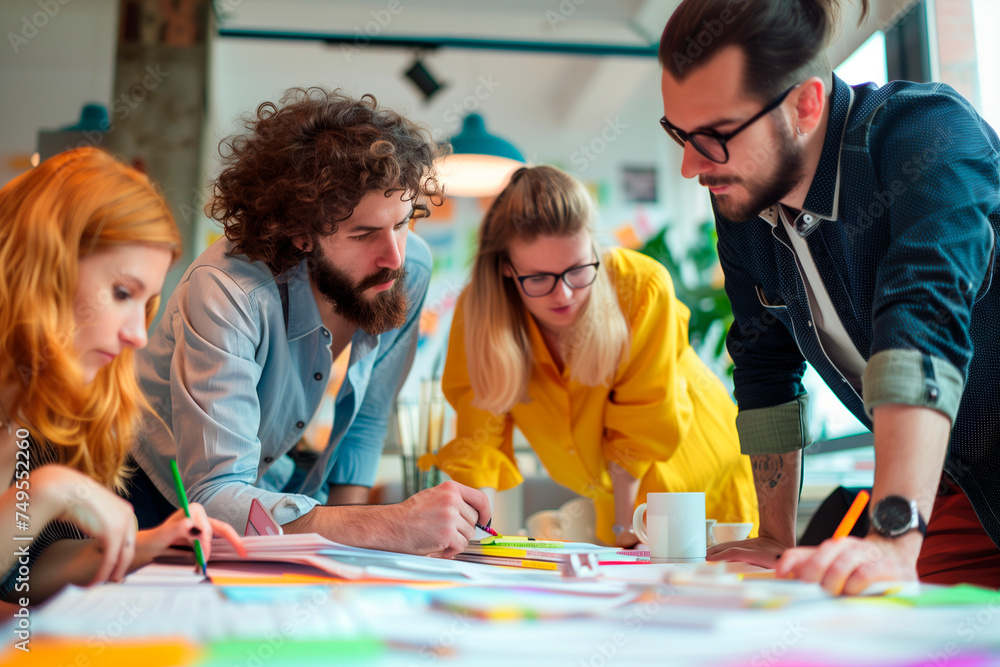 Fototapeta premium professional business team is working on a project together in the offices