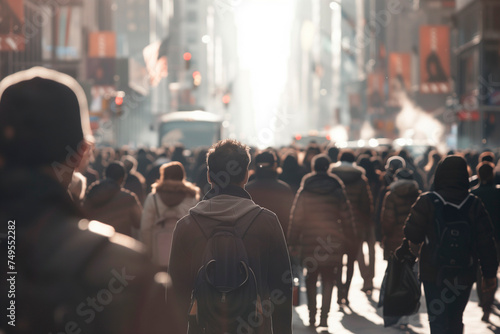 people of the city are walking in a crowd