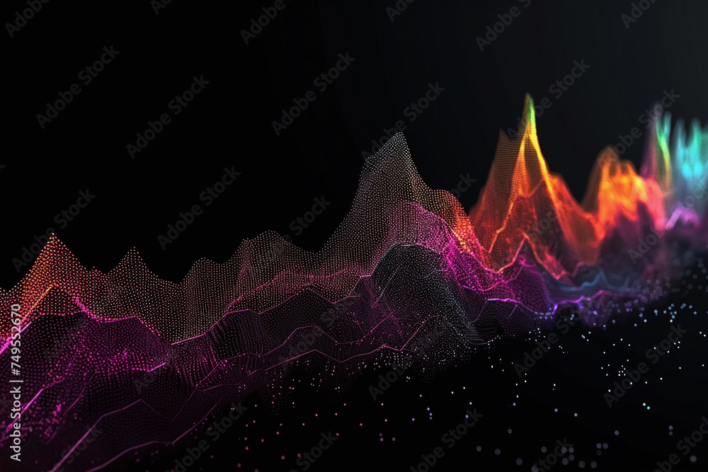 Abstract investment trading graph in graphic concept for financial investment or Economic trends. Neon colors. - obrazy, fototapety, plakaty 