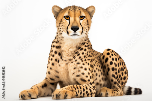 Cheetah over isolated white background. Animal