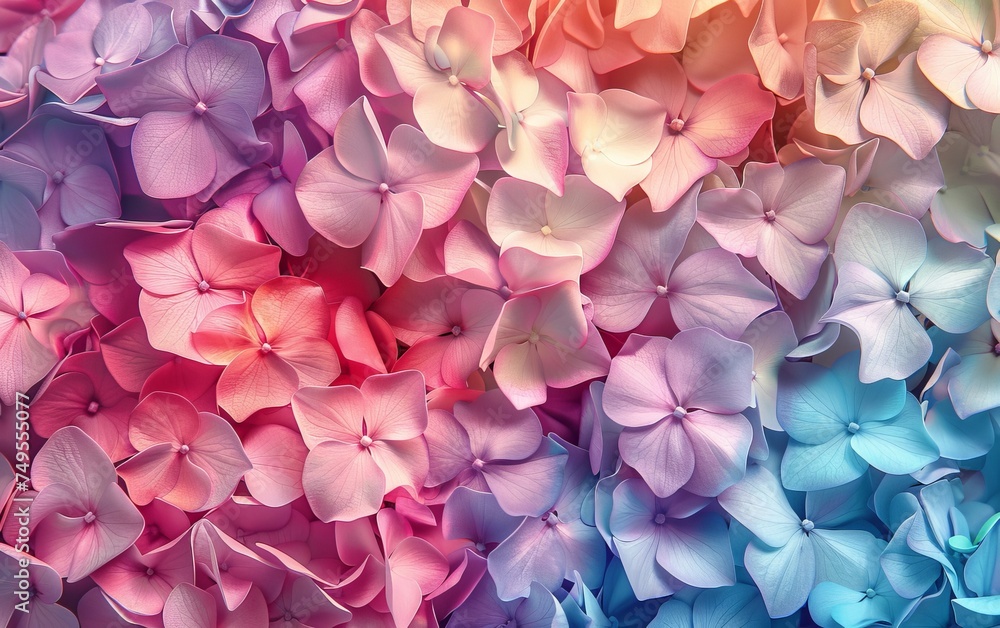Vibrant Hydrangea Blossoms: Colorful Floral Background