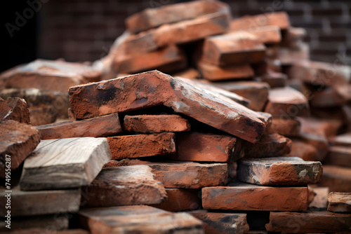 A Rustic Stack of Weathered Red Bricks: Testament to Time, Resilience and Beauty of Imperfection