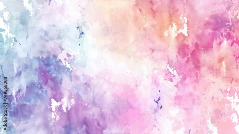 Fototapeta premium Abstract pastel watercolor background - Soft, blending colors of pink, blue, and purple create a tranquil watercolor effect for diverse uses