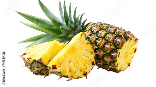 Ripe pineapple cut in half isolated on transparent background.png