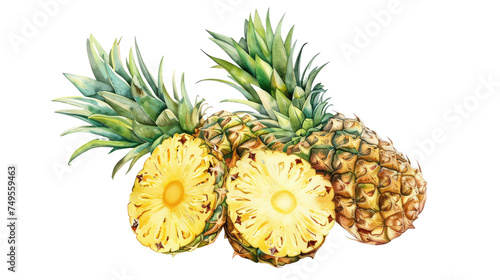 pineapple fruit slices on transparent .png