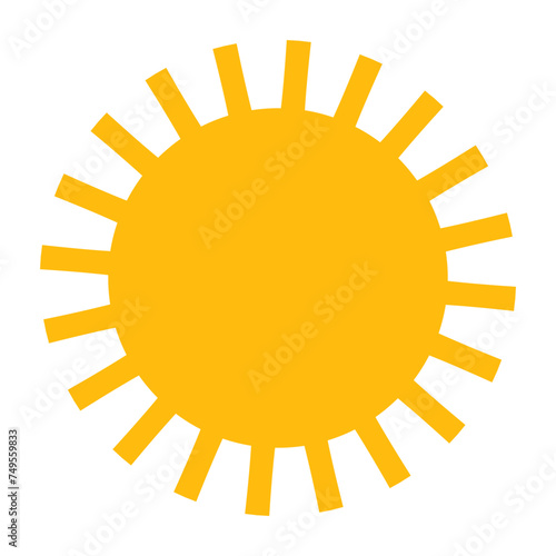 Silhouette geometric shape of sun or star with rays in flat style, simple minimalistic weather icon