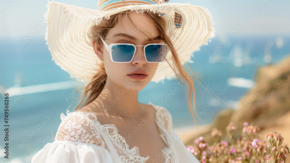 A young woman enjoying summer vacation in style. A young woman enjoying summer vacation in style.