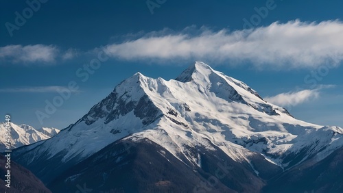 snow covered mountain with blue sky background 
