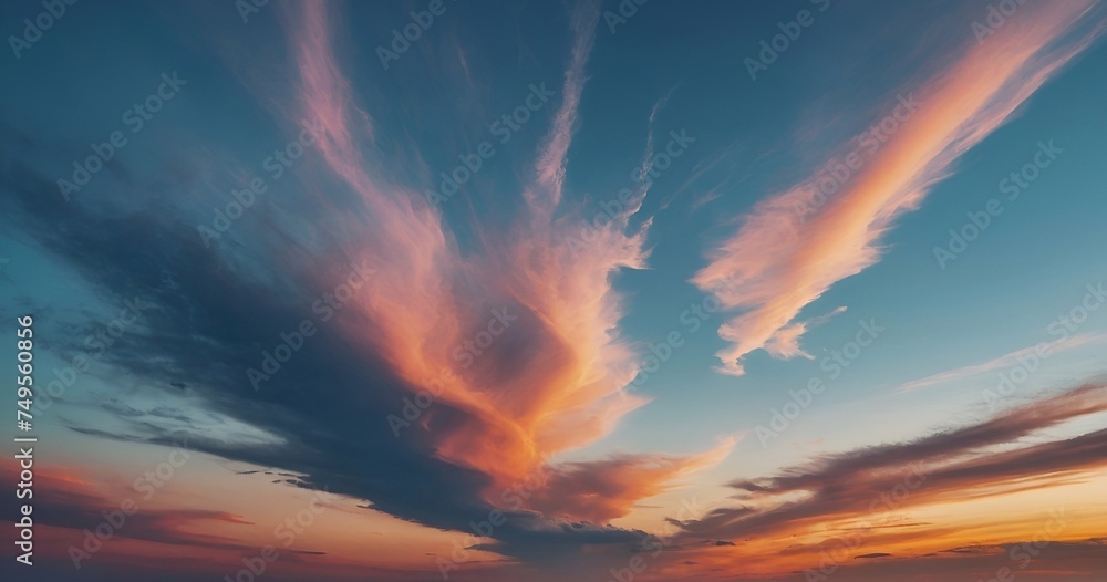 Obraz premium orange clouds in the blue sky