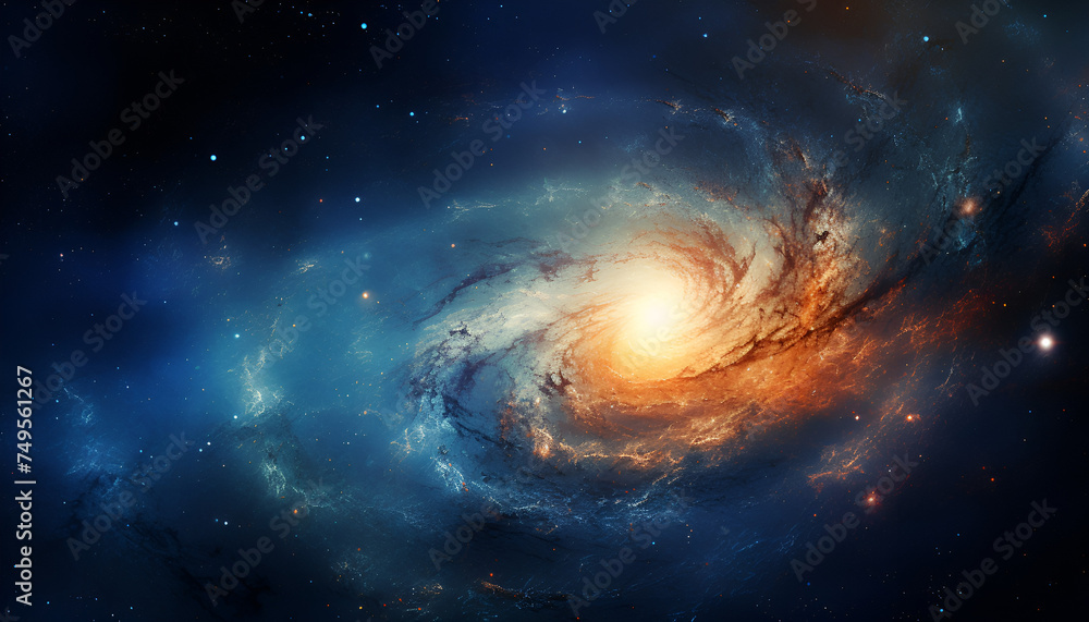 A view of a spiral galaxy, Spiral Galaxy with Bright Star Clusters A stunning background of a spiral galaxy with clusters of bright stars, perfect for astronomy educational materials, space-themed    