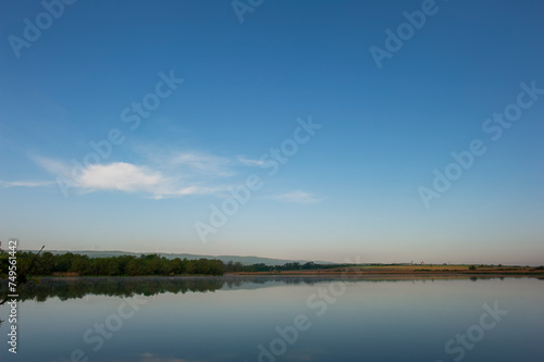 morning landscape of summer forest over the pond © mikhailgrytsiv
