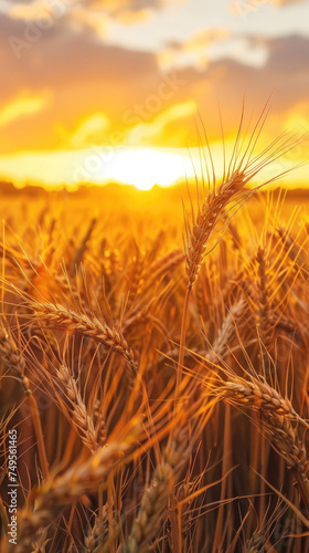 Ripe wheat ears in golden sunset light - Warm, glowing sunset over a field of mature wheat, highlighting the beauty and bounty of the crop © Tida