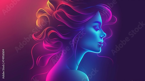 Vibrant Woman in Glowing Vector Art