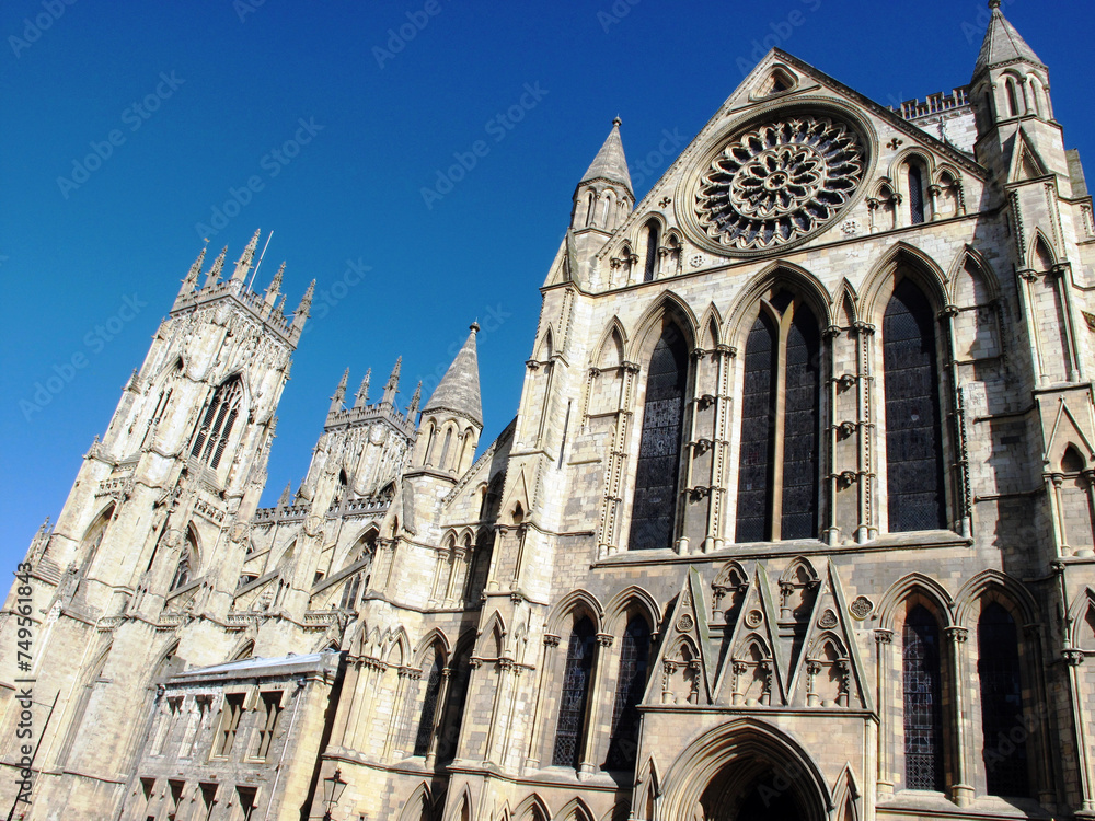 York Cathedral with blue sky – York – Yorkshire – England – UK