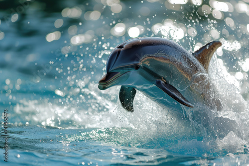 A dolphin with a jump and a splash