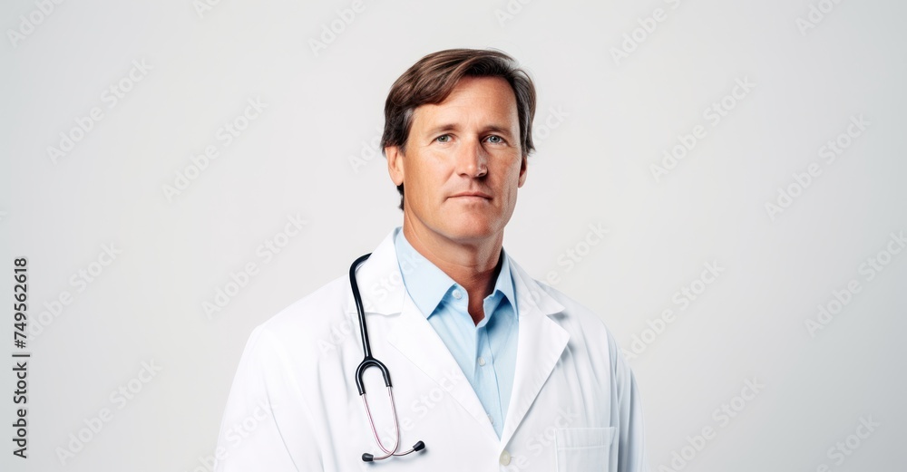 Compassionate doctor in lab coat, representing care and medical expertise. Compassionate doctor in lab coat, representing care and medical expertise.