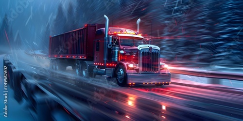 A traditional semi truck with chrome accents driving on the highway. Concept Vehicle Photography, Highway Scenes, Chrome Accents, Traditional Trucks, Transportation Industry