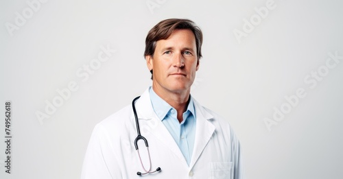 Compassionate doctor in lab coat, representing care and medical expertise. © Stock Pix