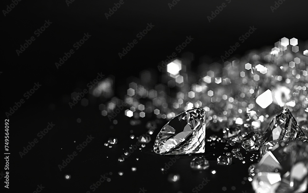 Glimmering Diamonds: Sparkling Gems on Black Glimmering Diamonds: Sparkling Gems on Black
